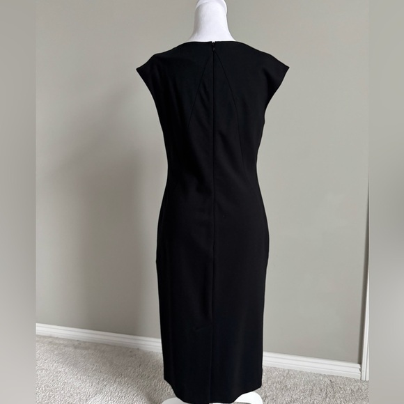 Talbots Black Sheath Dress with Cap Sleeve and Pleated Bodice Size 4 - Picture 4 of 8